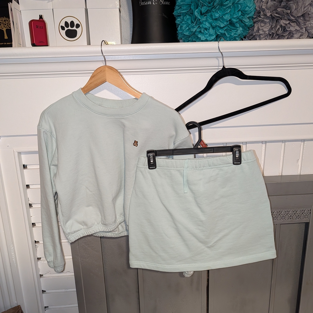 Teddy Fresh Light Green Sweatshirt And Skirt Set